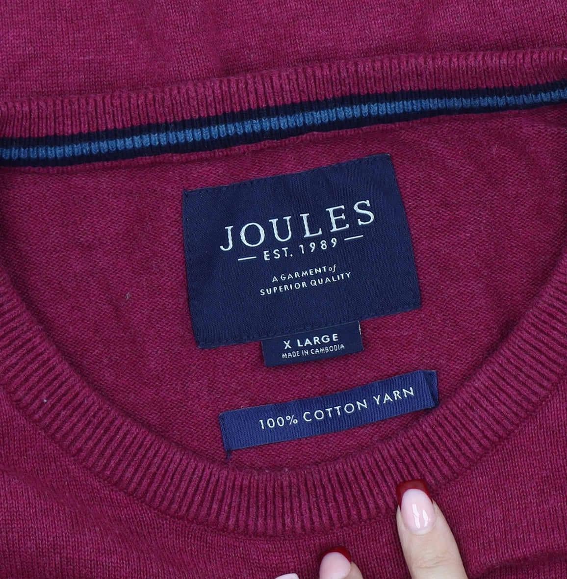 Joules Men’s Red XL Pullover Cotton Crew Neck Jumper