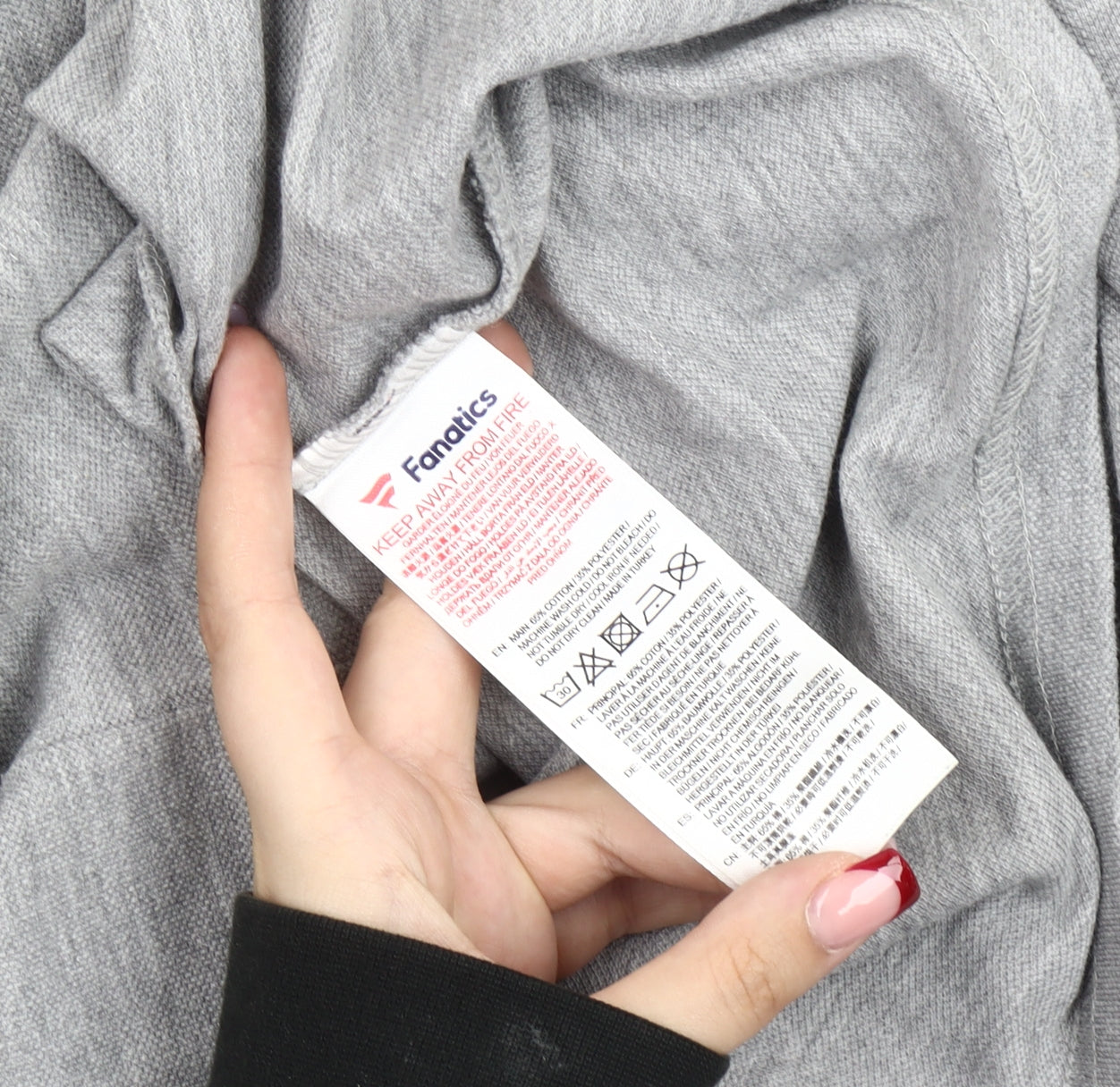 Fanatics Men’s Grey 2XL Long Sleeve Manchester City Polo Shirt