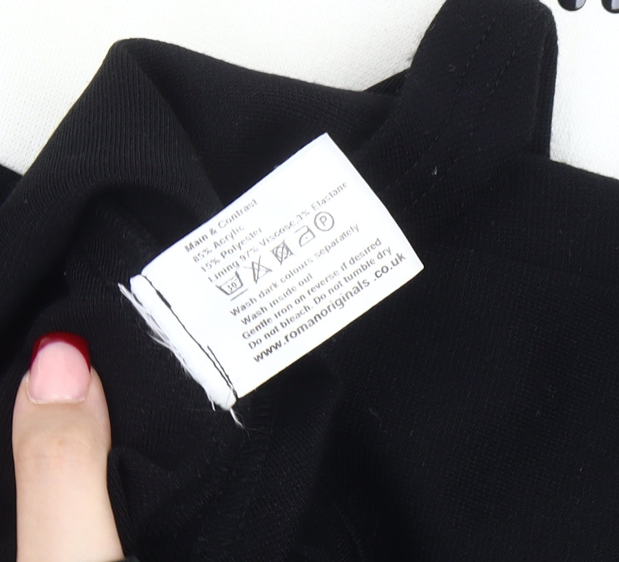 Womens UK Size 18 Roman Black Peplum Blouse