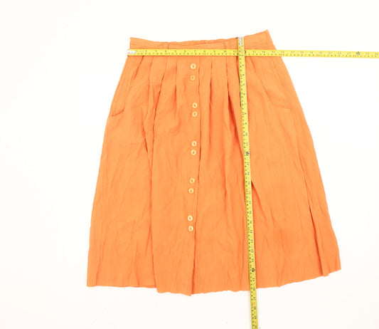 Design Essentials Women Orange Size 12 A-Line Button Casual Skirt
