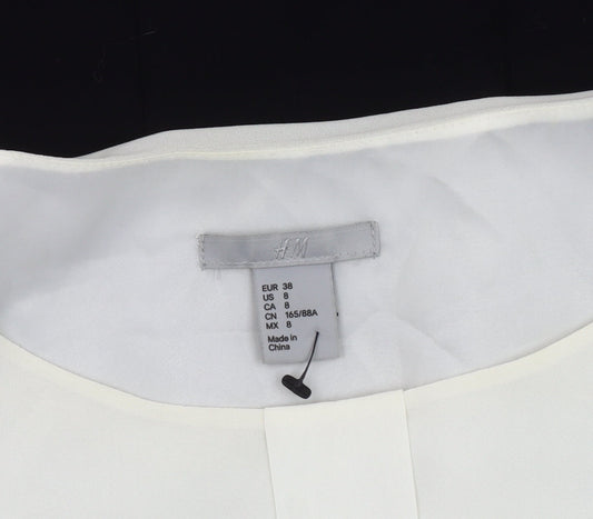 H&M Women’s Black White Sheath Dress Size 10 Knee Length Long Sleeve