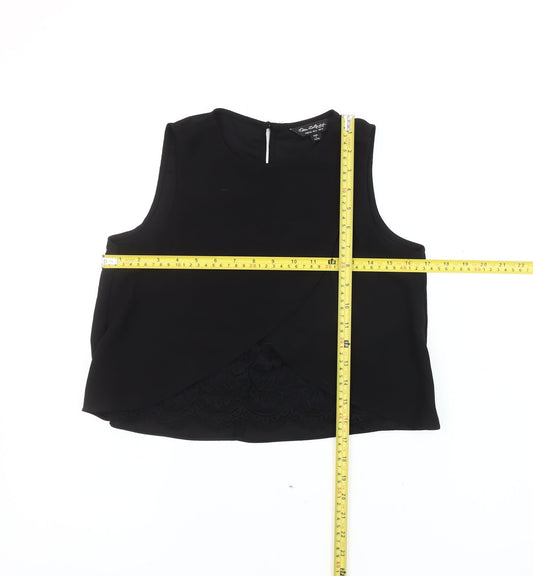 Miss Selfridge Women’s Black Size 6 Wrap Lace Blouse Sleeveless Summer