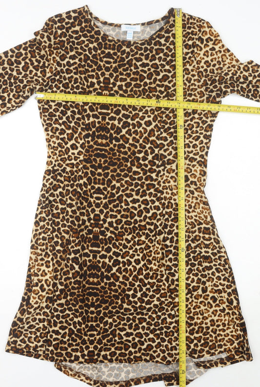 Blue Vanilla Women’s Brown Leopard Print A-Line Dress Size 14