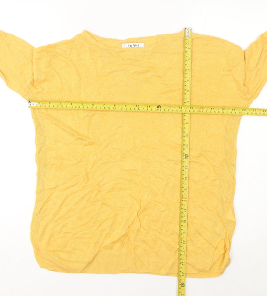 Farhi by Nicole Farhi Women's Yellow XS Linen Boat Neck Jumper