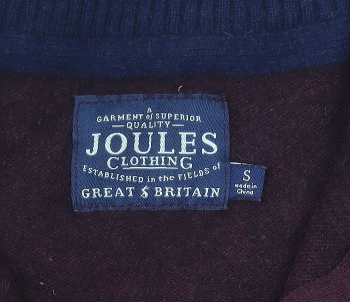 Joules Men's Purple Wool Blend 1/4 Zip Mock Neck Jumper Size S
