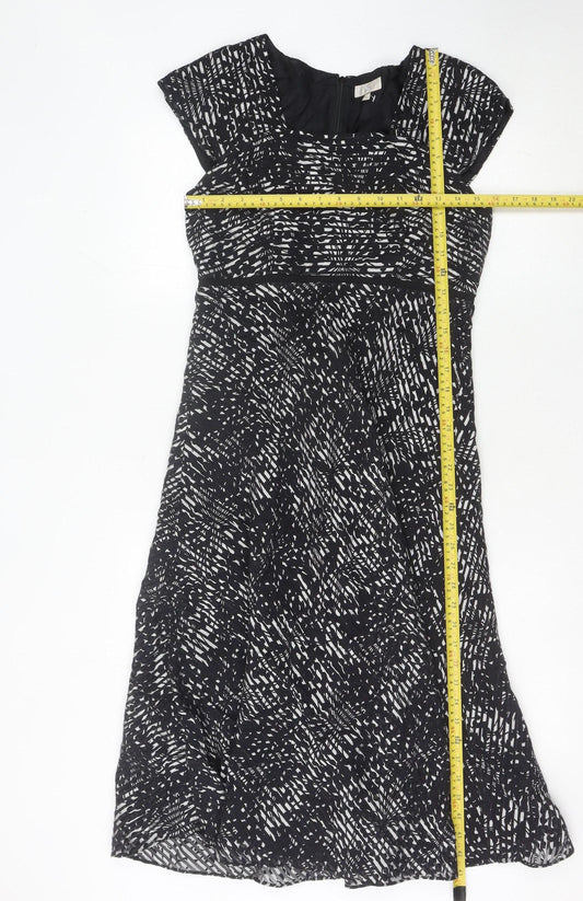 CC Petite Women's Black Geometric A-Line Knee Length Dress Size 10