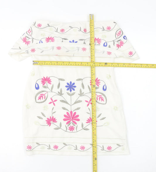 Parisian Women’s White Floral Embroidered Bodycon Dress Size 10
