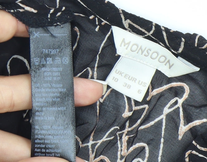 Womens UK Size 10 Monsoon Black Tunic Blouse