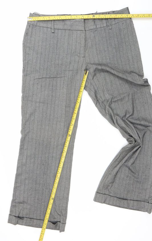 New Look Women’s Grey Pinstripe Straight Leg Trousers Size 16 Workwear