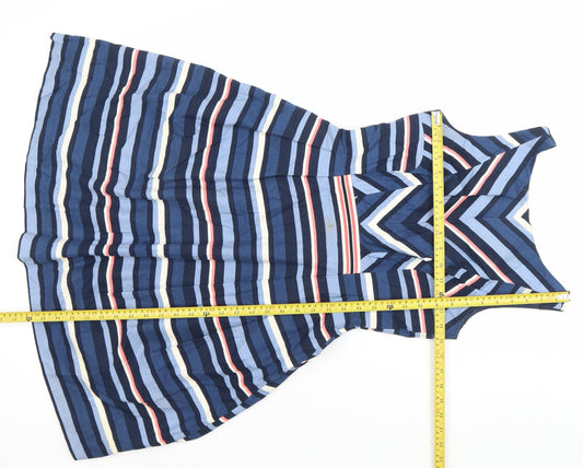 Oasis Women’s Multicoloured Stripe Fit & Flare Dress Size 8 Knee Length
