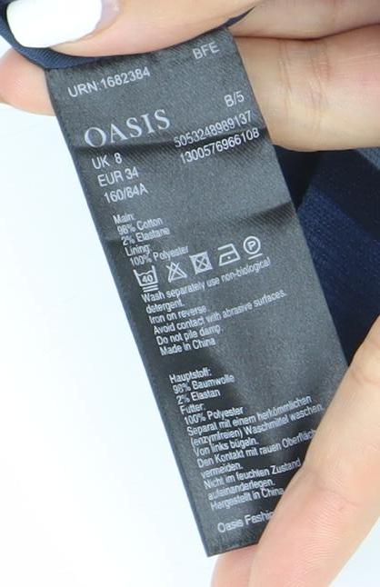 Oasis Women’s Multicoloured Stripe Fit & Flare Dress Size 8 Knee Length