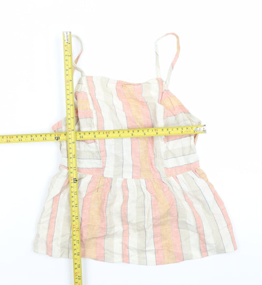 New Look Women’s Petite Multicoloured Striped Linen Blend Camisole UK 4