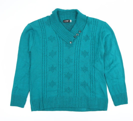 Womens UK Size L Pulse Green Pullover Jumper
