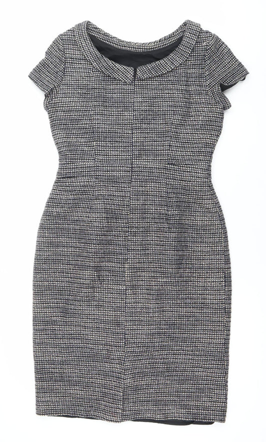 Additional front view of Boden Women’s Black Check Sheath Dress UK 10 Knee Length Sleeveless