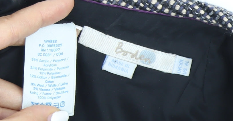 Brand and care label for Boden Women’s Black Check Sheath Dress UK 10 Knee Length Sleeveless