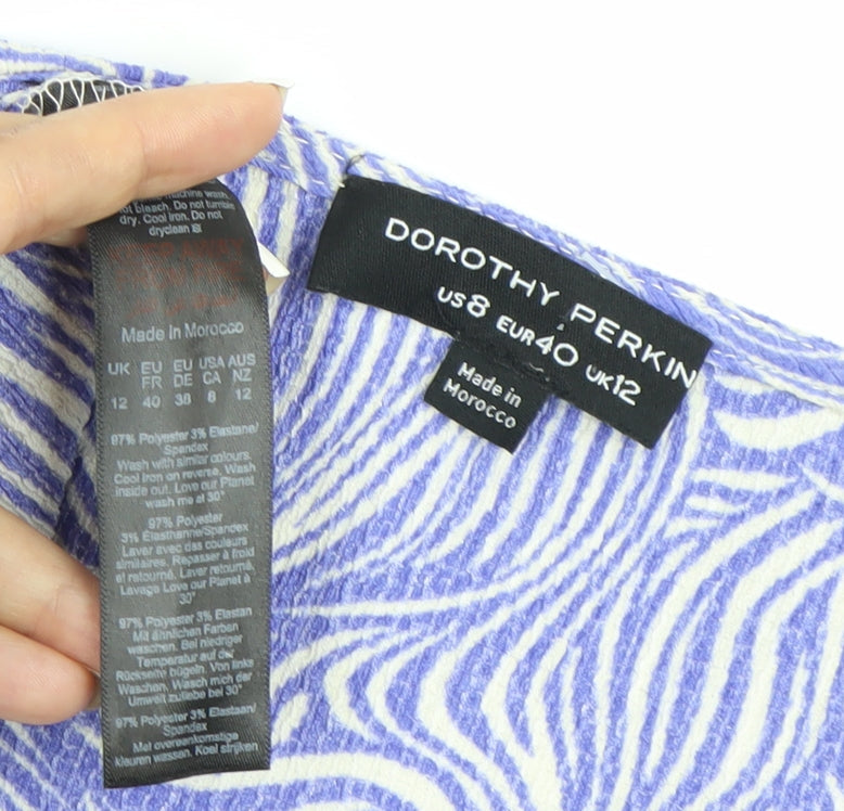 Dorothy Perkins Women’s Blue Animal Print Midi Bodycon Dress Size 12