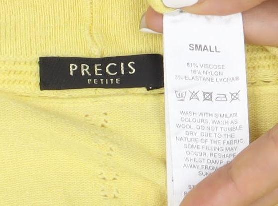 Womens UK Size S Precis Petite Yellow Cardigan Jumper
