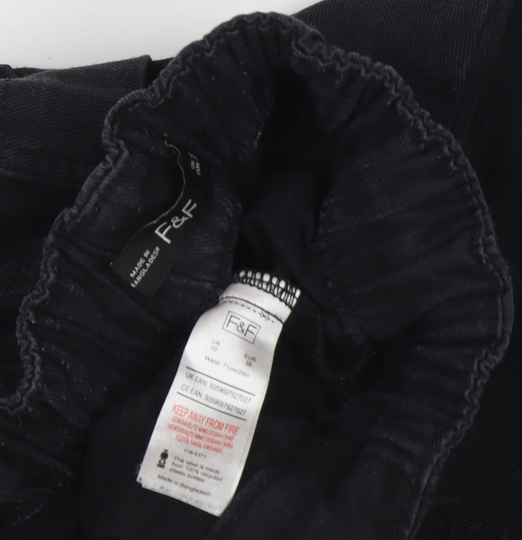 F&F Women’s Black Straight Leg Jeans Size 10 Regular Elastic Waist