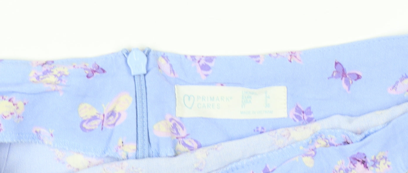 Primark Women’s Blue Floral Short Skirt UK 6 Viscose Summer Casual