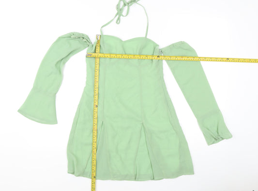 PrettyLittleThing Women’s Green Chiffon Sweetheart Halter Blouse Size 6