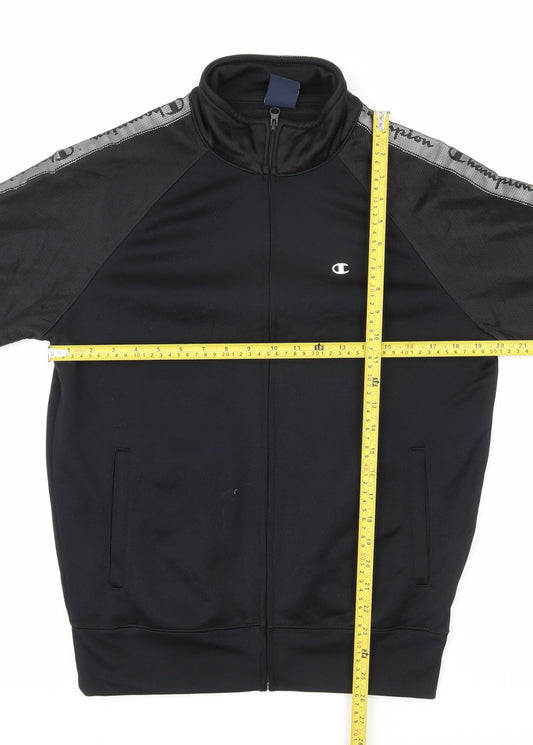 Champion Men’s Black Medium Track Jacket Full Zip Logo Sports
