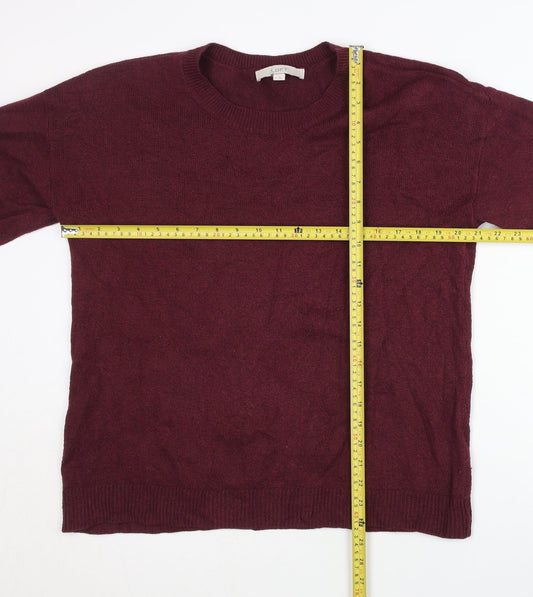 LOFT Women's Red Crew Neck Pullover Jumper Size M Cotton Blend