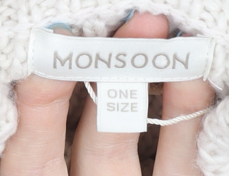 Womens UK Size One Size Monsoon Ivory Cape Jumper