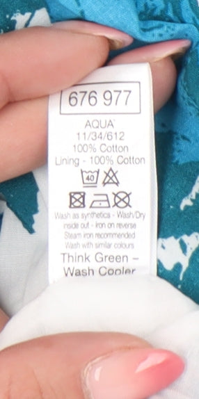 M&Co Women’s Blue Floral A-Line Knee Length Cotton Skirt Size 12