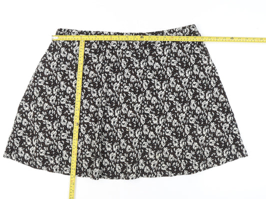 Fat Face Women’s Black Floral A-Line Short Skirt Size 18