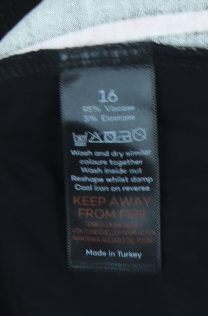 Bonmarché Women's Black Tunic Blouse Size 16 3/4 Sleeve Scoop Neck