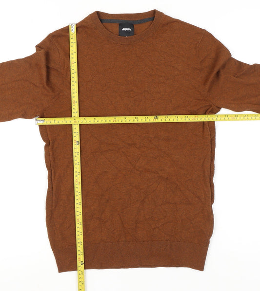 Burton Menswear Men’s Brown Cotton Crew Neck Jumper Size S