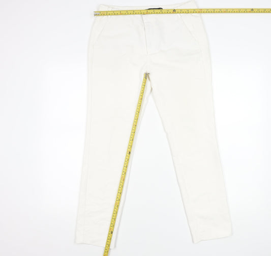 Zara Basic Women’s White Chino Trousers Size 10 Slim Fit