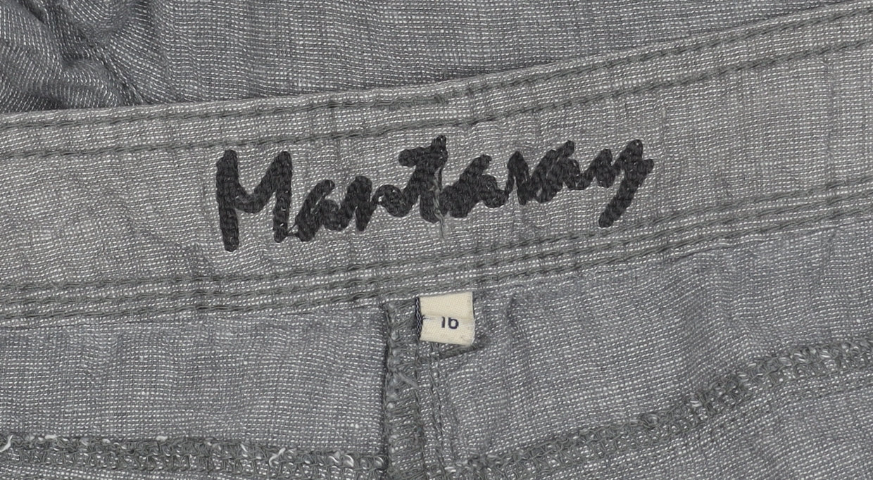 Mantaray Men's Grey Linen Cotton Cargo Shorts Size L Regular Fit
