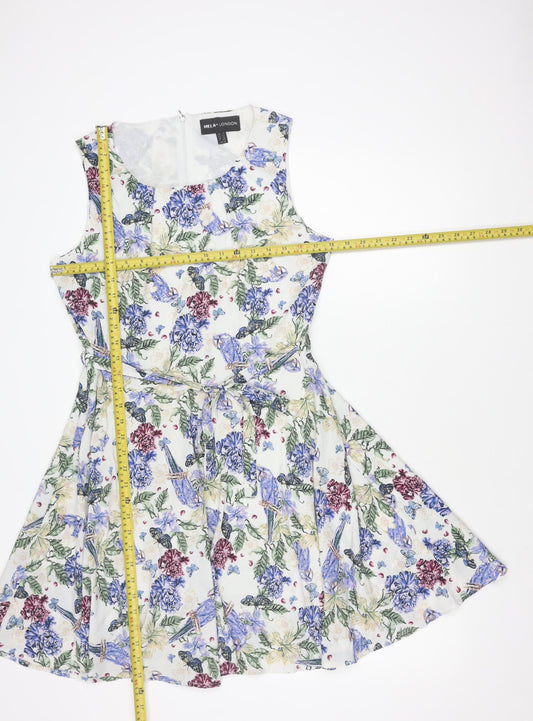 Mela London Women’s Multicoloured Floral Fit & Flare Dress Size 14
