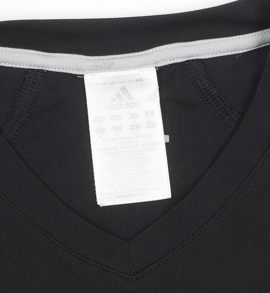 Adidas Womens Black M Slim Fit V-Neck Active T-Shirt