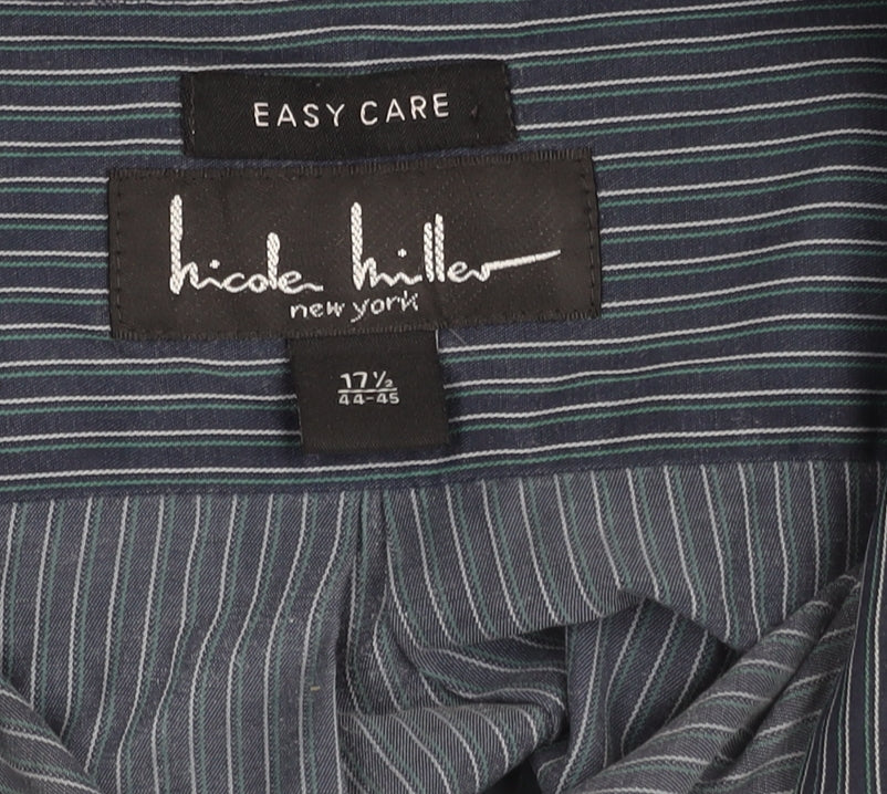 Mens UK Collar Size XL Nicole Miller Smart Blue Dress Shirt