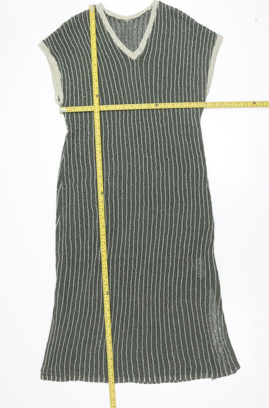 Primark Women’s Green Striped Knee Length Shift Dress S
