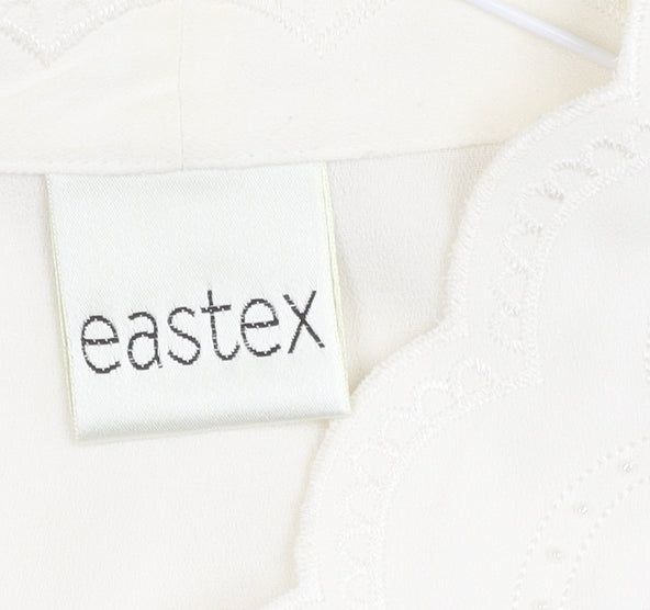 Eastex Women Ivory Size 16 Crepe Scallop 3/4 Sleeve Five-Button Suit Top