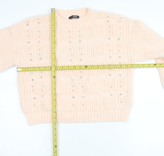 Womens UK Size S Quiz Beige Pullover Jumper
