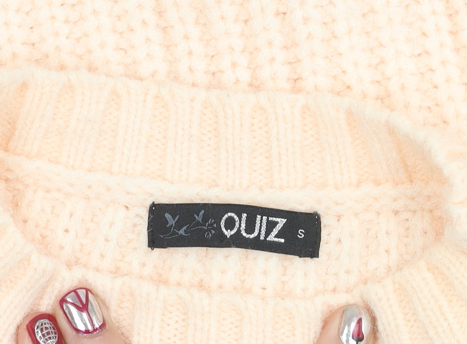 Womens UK Size S Quiz Beige Pullover Jumper