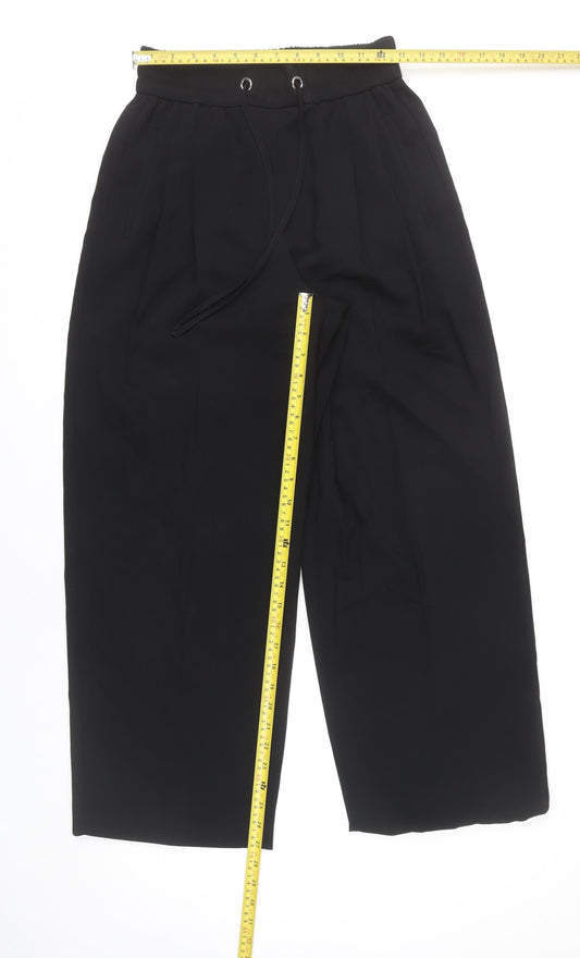 Topshop Women’s Black Wide-Leg Pleated Trousers Size 8 Elastic Waist
