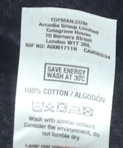Topman Men's Black Check Cotton Short Sleeve Button-Up Shirt M