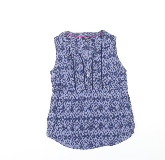 Womens UK Size 10 Maine New England Blue Tunic Blouse