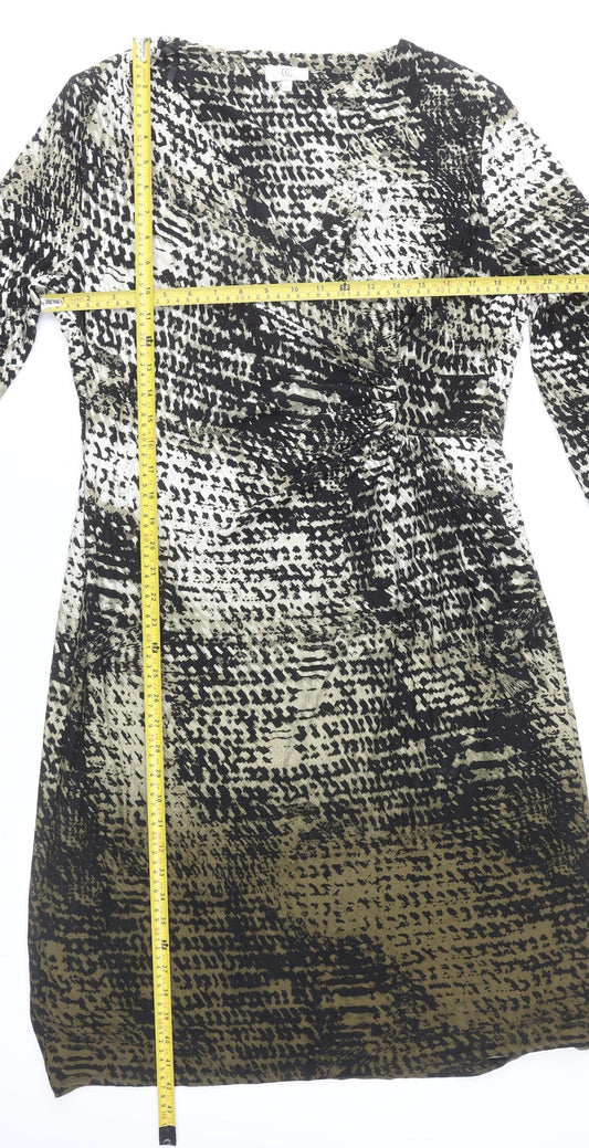 CC Women’s Multicoloured Animal Print Sheath Dress XL V-Neck Ruched