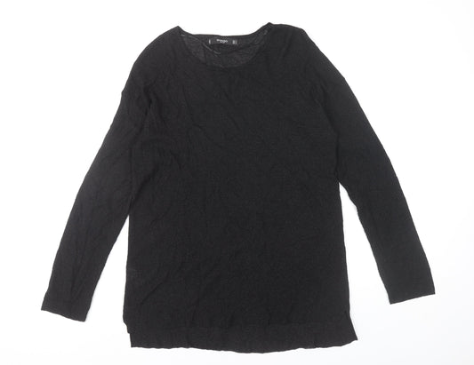 Womens UK Size M Mango Black Basic T-Shirt
