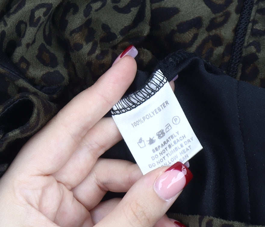 PrettyLittleThing Women’s Brown Animal Print V-Neck Playsuit Size 12