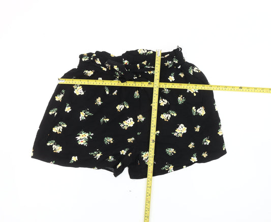 Dorothy Perkins Women’s Black Floral Paperbag Shorts Size 12