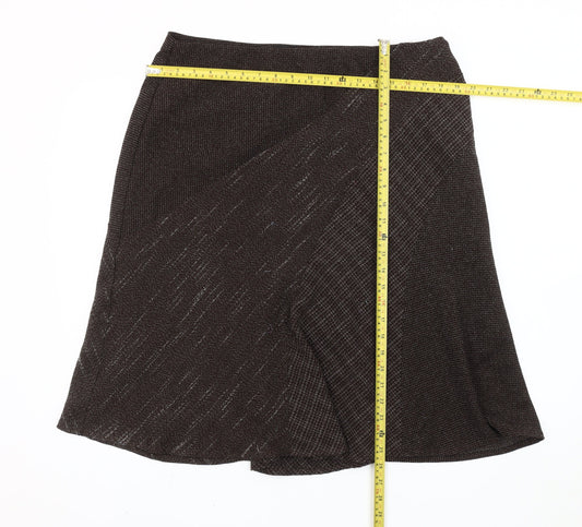 Marks and Spencer Women’s Brown Check A-Line Midi Skirt Size 16
