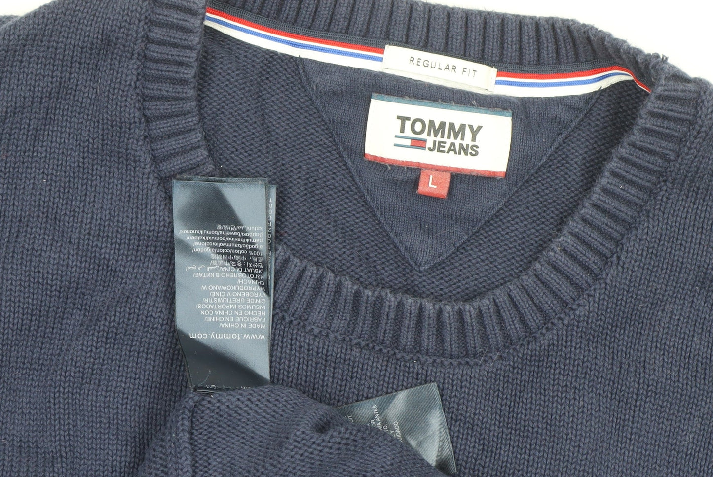 Tommy Jeans Men's Blue Cotton Pullover Jumper L Regular Fit