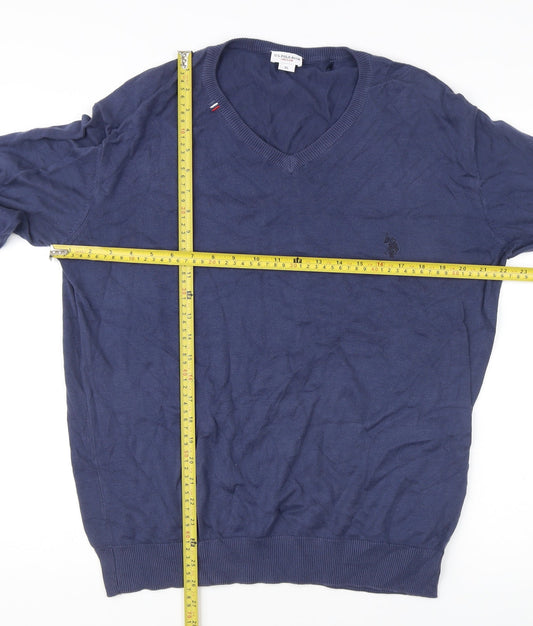 U.S. Polo Assn. Men’s Blue Cotton V-Neck Pullover Jumper XL